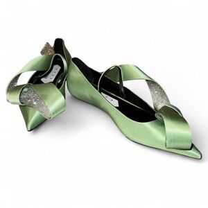 AREA x Sergio Rossi crystal embellished bow ballet flats